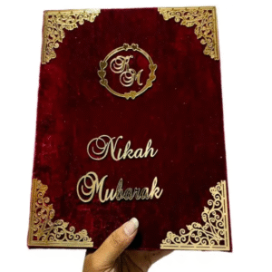 Velvet Nikkah Nama  (Set Of 1, Maroon)